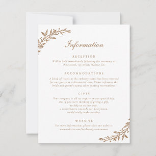 Invitación Elegante guión de detalles Bodas de hoja de oliva