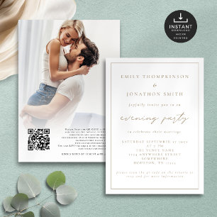 Invitación Elegante guión de foto de boda nocturna