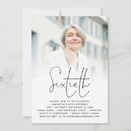 Invitación Elegante guión de foto superposición 60 cumpleaños