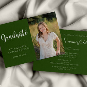 Invitación Elegante guión de graduación de foto en blanco ver
