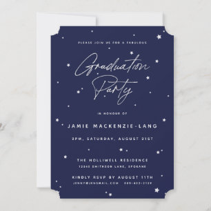 Invitación Elegante guión de la marina y fiesta de graduación