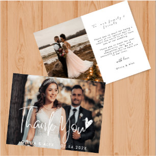 Invitación Elegante guión de Moda Amor Corazón Gracias tarjet