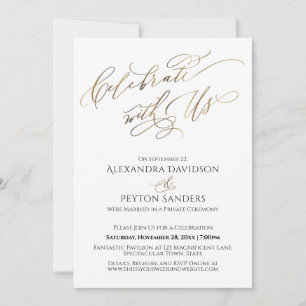 Invitación Elegante Guión de Oro Celebración con Recepción de