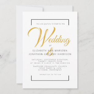 Invitación Elegante Guión de Oro y Escritura Negra Religiosa