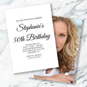 Invitación Elegante guión de vuelta foto 50 cumpleaños