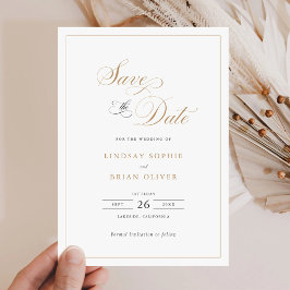 Invitación Elegante guión Dorado Boda moderna Guardar la fech