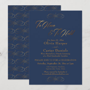 Invitación Elegante guión dorado para tener y mantener a la m