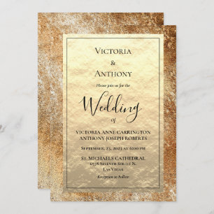 Invitación Elegante guión dorado vintage Boda rústico invitat