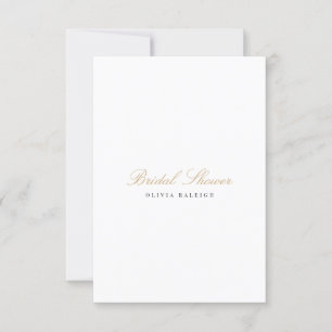 Invitación Elegante guión Dorado White Bridal Shower Invitaci