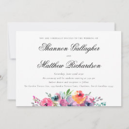 Invitación Elegante guion floral acuarela moderna boda