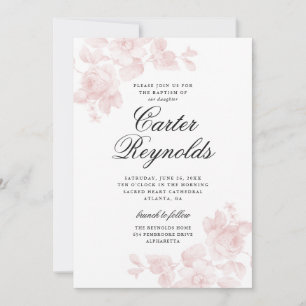 Invitación Elegante Guion Floral Religioso Bautizo