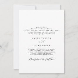 Invitación Elegante Guión Formal Ambos Padres Albergan Boda