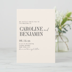 Invitación Elegante guion formal moderno de boda crema marfil
