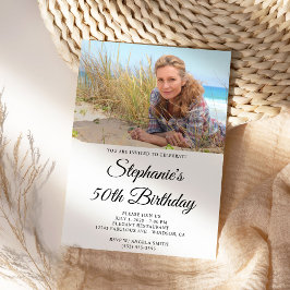 Invitación Elegante guión foto 50 cumpleaños