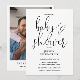 Invitación Elegante guión Género Neutral Foto Baby Shower