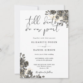 Invitación Elegante guión gótico rosas floral boda
