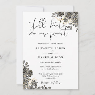 Invitación Elegante guión gótico rosas floral boda