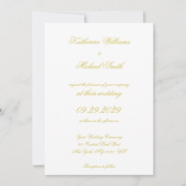Invitación Elegante guión Isla Cítrico Amarillo Boda (Anverso)