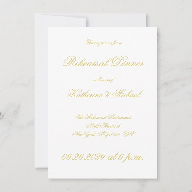 Invitación Elegante guión Isla Cítrico Ensayo de Boda (Anverso)