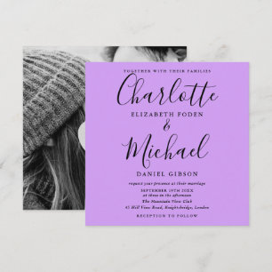 Invitación Elegante guion Lavanda Lila Orquídea Boda Foto