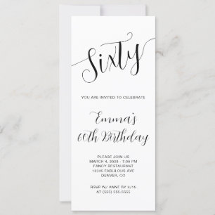 Invitación Elegante guión manuscrito 60 cumpleaños