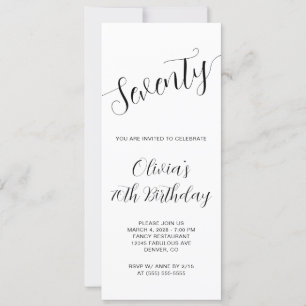 Invitación Elegante guión manuscrito 70 cumpleaños
