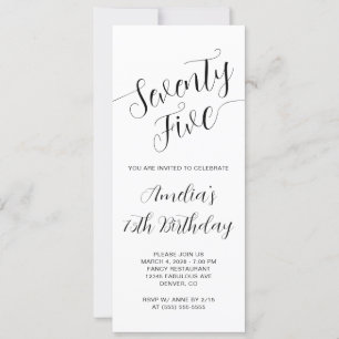 Invitación Elegante guión manuscrito 75º cumpleaños
