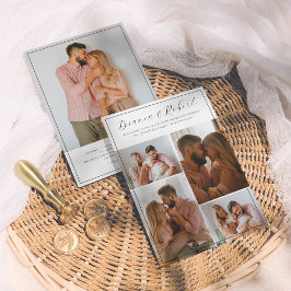 Invitación Elegante guión Minimalista 5 Collage de fotos Boda