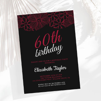 Invitación Elegante guión minimalista 60 cumpleaños fiesta in