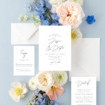 Invitación Elegante guión Minimalista Boda blanco y negro<br><div class="desc">Completamente personalizable,  esta sencilla y elegante invitación a la boda presenta una estética minimalista con una combinación de fuentes elegantes.</div>
