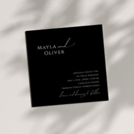 Invitación Elegante guión Minimalista | Boda de Black Square
