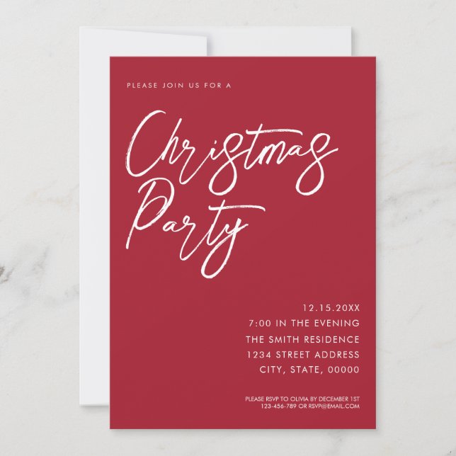 Invitación Elegante guión minimalista Fiesta de Navidades mod (Anverso)