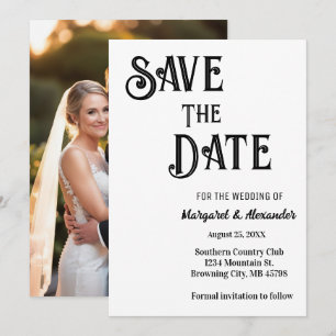 Invitación Elegante Guión Mínimo Guardar El Boda De Fecha