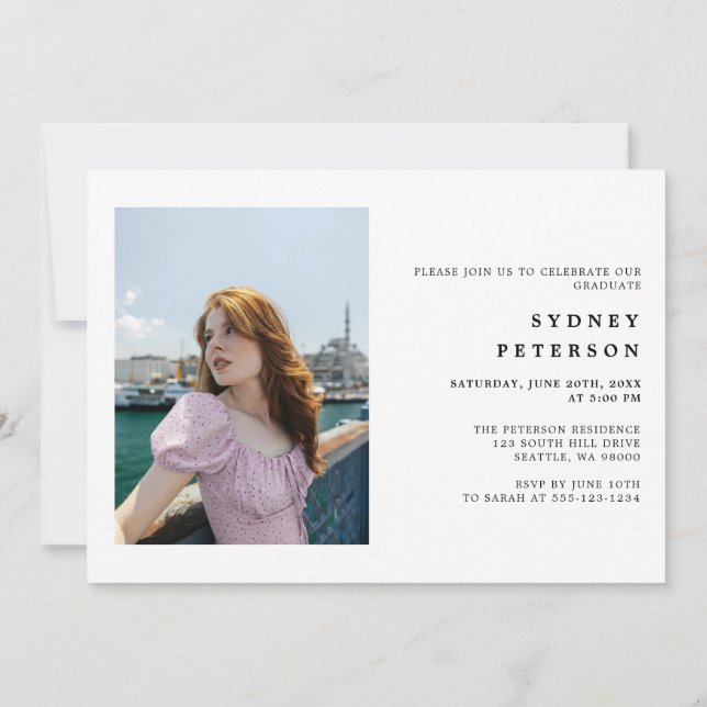 Invitación Elegante guión Moderno 2 Fiesta de Graduación de F (Reverso)