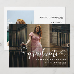 Invitación Elegante guión Moderno 2 Fiesta de Graduación de F
