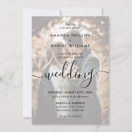 Invitación Elegante guión moderno 2 foto Boda negro