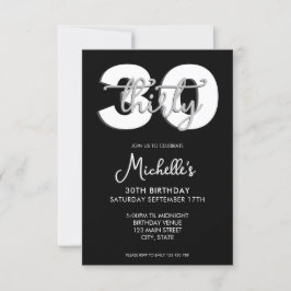 Invitación Elegante guión moderno 30 cumpleaños