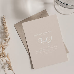 Invitación Elegante guión moderno 30 cumpleaños Champagne