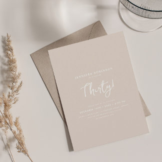 Invitación Elegante guión moderno 30 cumpleaños Champagne