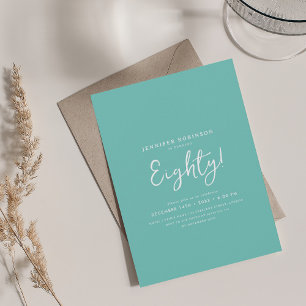 Invitación Elegante guión moderno 80 cumpleaños fiesta Verde