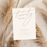 Invitación Elegante guión moderno beige 21 Fiesta de cumpleañ<br><div class="desc">Moderna invitación minimalista de cumpleaños 21 con diseño sencillo con elegante tipografía escrita a mano.</div>