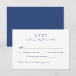 Invitación Elegante guión moderno Boda azul real RSVP