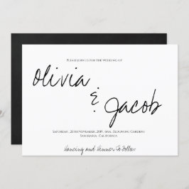 Invitación Elegante guión moderno Boda blanco y negro