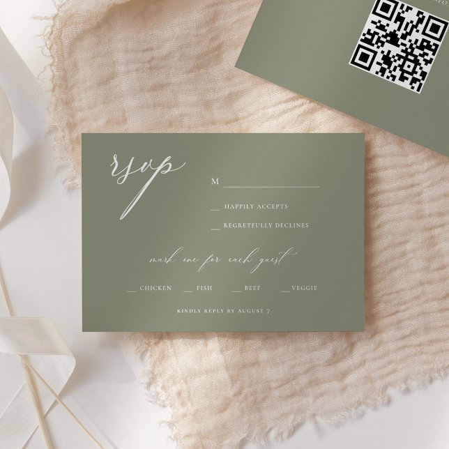 Invitación Elegante guión moderno Boda de Olivo RSVP (Subido por el creador)
