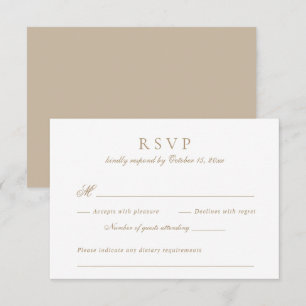 Invitación Elegante guión moderno Boda de oro antigua RSVP
