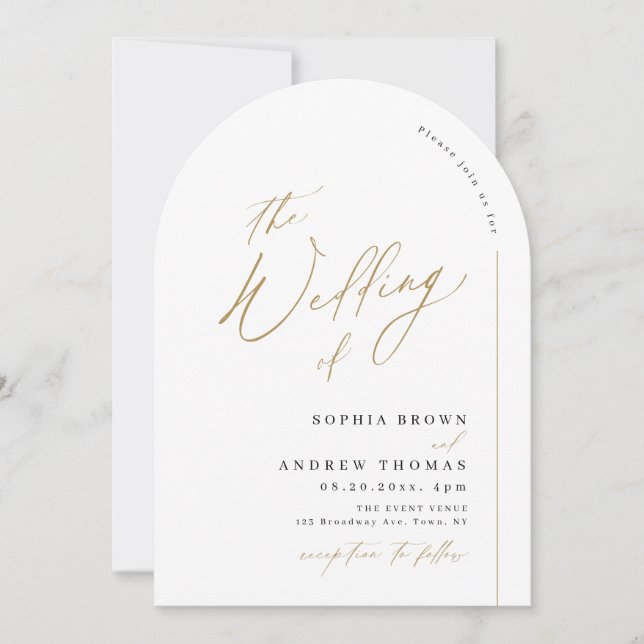 Invitación Elegante guion moderno boda minimalista (Anverso)