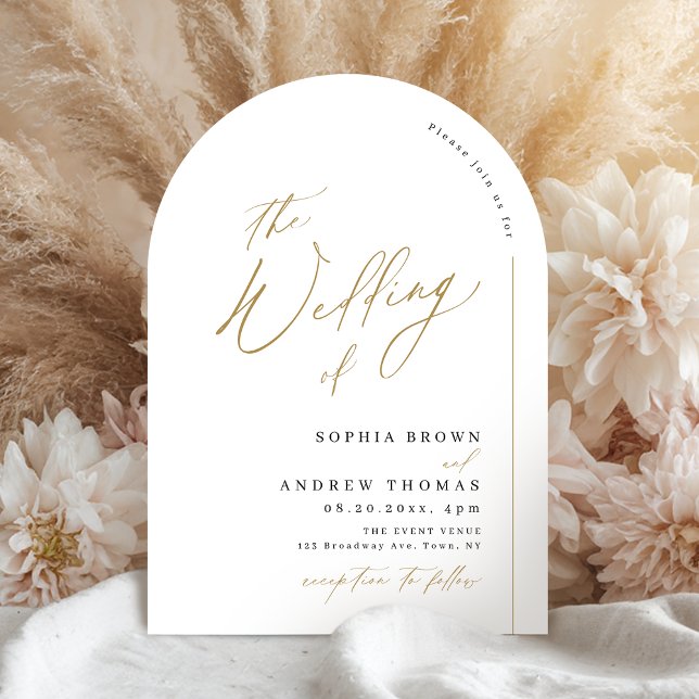 Invitación Elegante guion moderno boda minimalista (Elegant modern script minimalist arch wedding invitation)