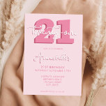 Invitación Elegante guión moderno cumpleaños 21<br><div class="desc">Invitación de cumpleaños 21 del Pastel Pink Moderno. Minimalista diseño de plantillas de invitación para 21 cumpleaños con elegante letra de guión con letra a mano de caligrafía.</div>