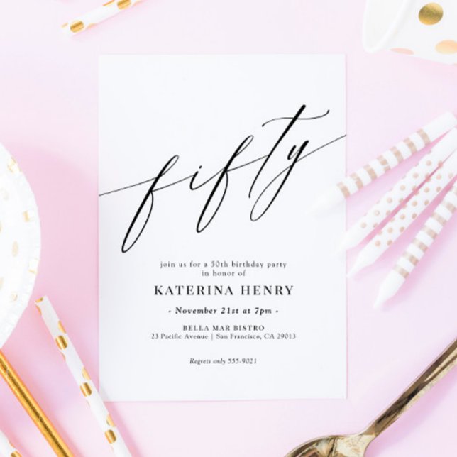 Invitación Elegante guión moderno de Moda 50 cumpleaños (Subido por el creador)