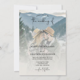 Invitación Elegante guión moderno Dos Bodas de fotografía